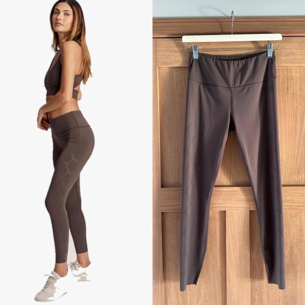Varley Hughes Laser Cut High Rise Leggings in Braken Brown Women’s size Small​